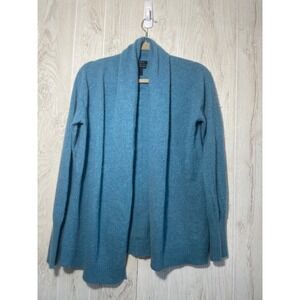 Tahari Women L blue green Long Sleeves Pure Luxe Cashmere Shawl Cardigan Sweater